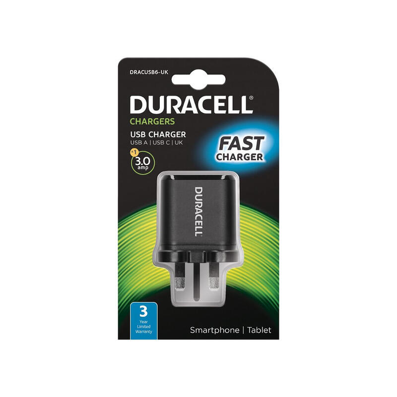duracell-dracusb6-uk-cargador-de-dispositivo-movil-smartphone-tableta-negro-corriente-alterna-interior