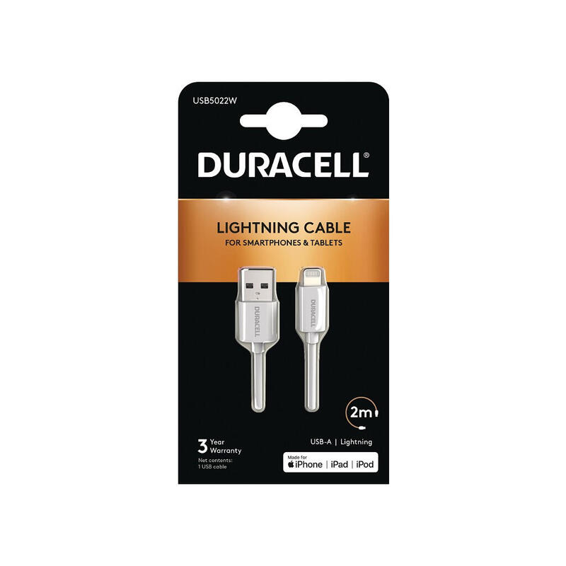 cable-usb-lightning-duracell-usb5022w-usb-macho-lightning-macho-2m-blanco