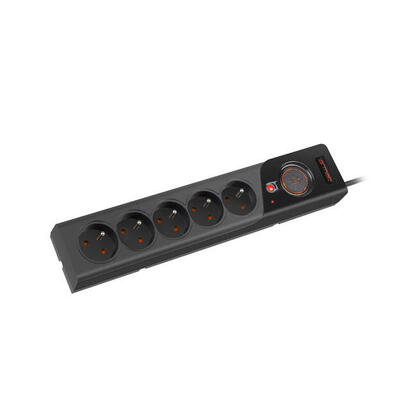 armac-surge-protector-z5-3m-5x-french-outlets-10a-cable-organizer-black