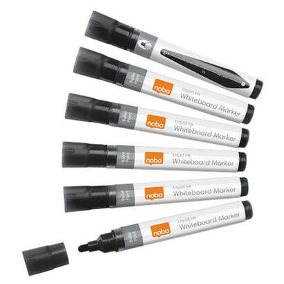 nobo-caja-de-10-rotuladores-para-pizarra-blanca-punta-redonda-3mm-tinta-liquida-nivel-de-tinta-color-negro