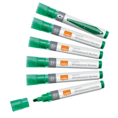 nobo-caja-de-10-rotuladores-para-pizarra-blanca-punta-redonda-3mm-tinta-liquida-nivel-de-tinta-color-verde