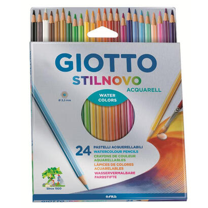 giotto-stilnovo-acquarell-pack-de-24-lapices-de-colores-acuarelables-hexagonales-mina-33-mm-madera-colores-surtidos