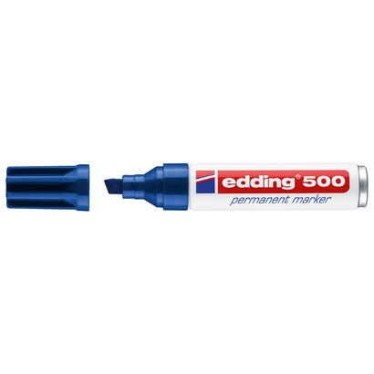 pack-de-10-unidades-edding-500-rotulador-permanente-punta-biselada-trazo-entre-2-y-7-mm-recargable-secado-instantaneo-color-azul