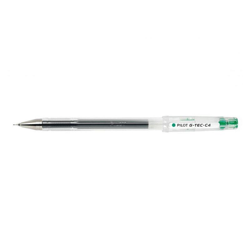 pack-12-unidades-pilot-boligrafo-de-gel-g-tec-c4-extra-fino-recargable-punta-de-bola-04mm-trazo-02mm-color-verde