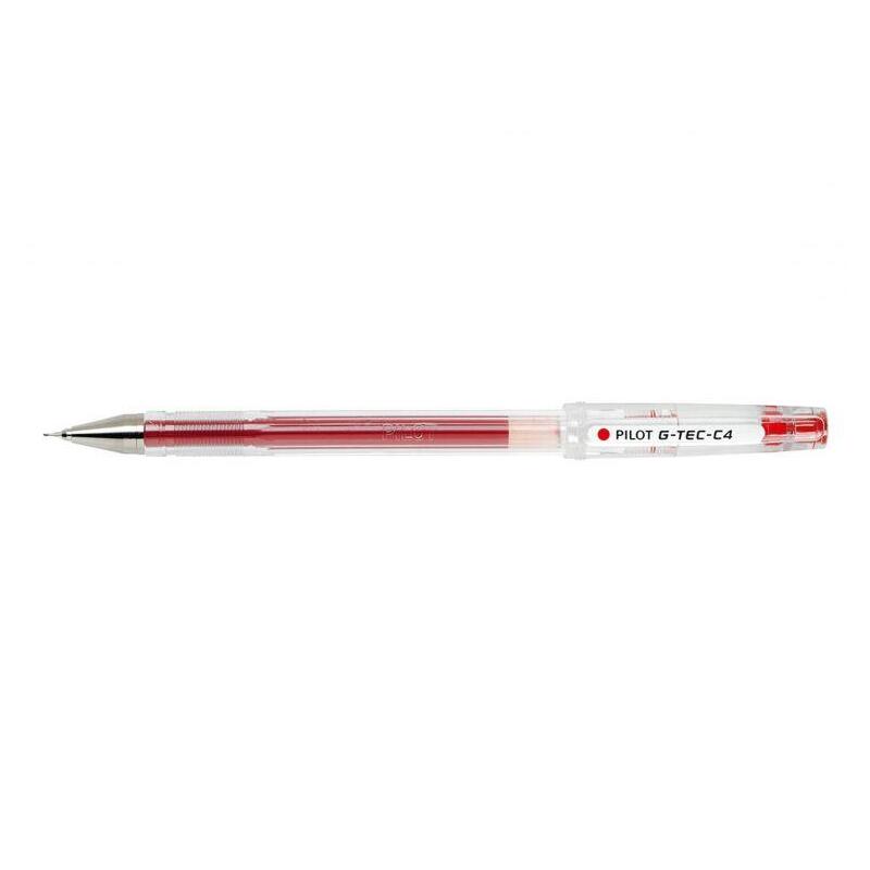 pack-12-unidades-pilot-boligrafo-de-gel-g-tec-c4-extra-fino-recargable-punta-de-bola-04mm-trazo-02mm-color-rojo