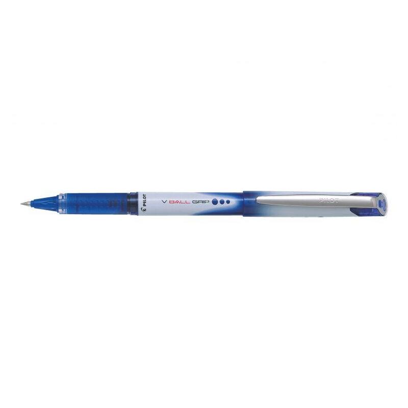 pack-12-unidades-pilot-boligrafo-de-tinta-liquida-v-ball-grip-05-punta-de-bola-conica-05mm-trazo-03mm-grip-de-goma-color-azul