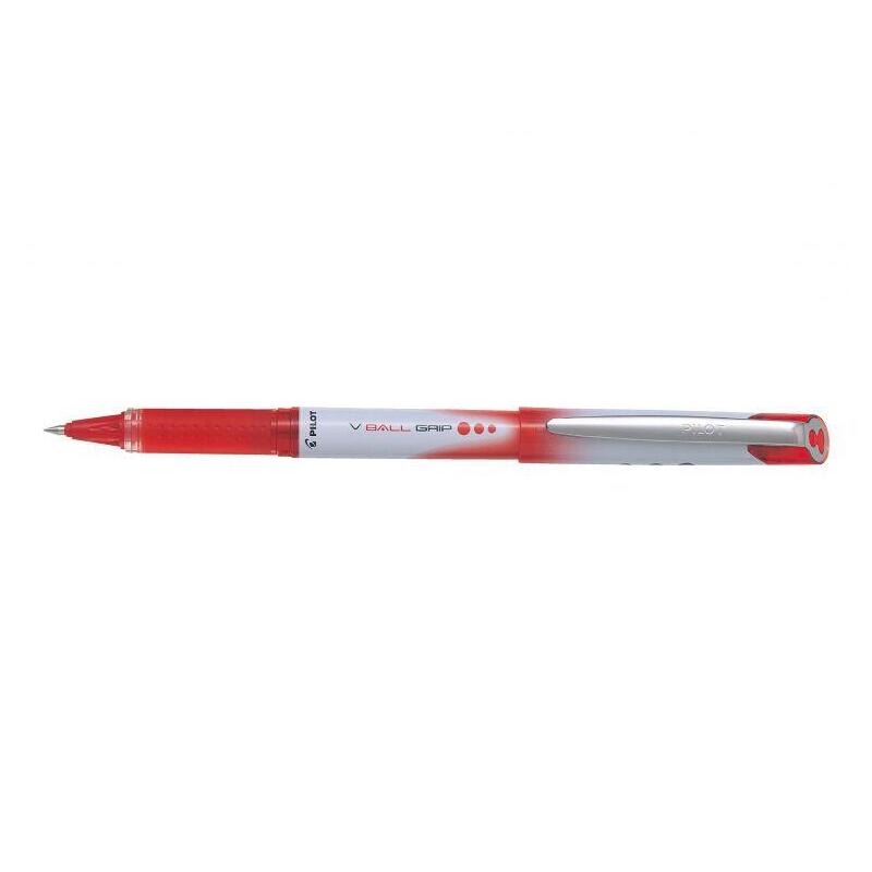 pack-12-unidades-pilot-boligrafo-de-tinta-liquida-v-ball-grip-05-punta-de-bola-conica-05mm-trazo-03mm-grip-de-goma-color-rojo