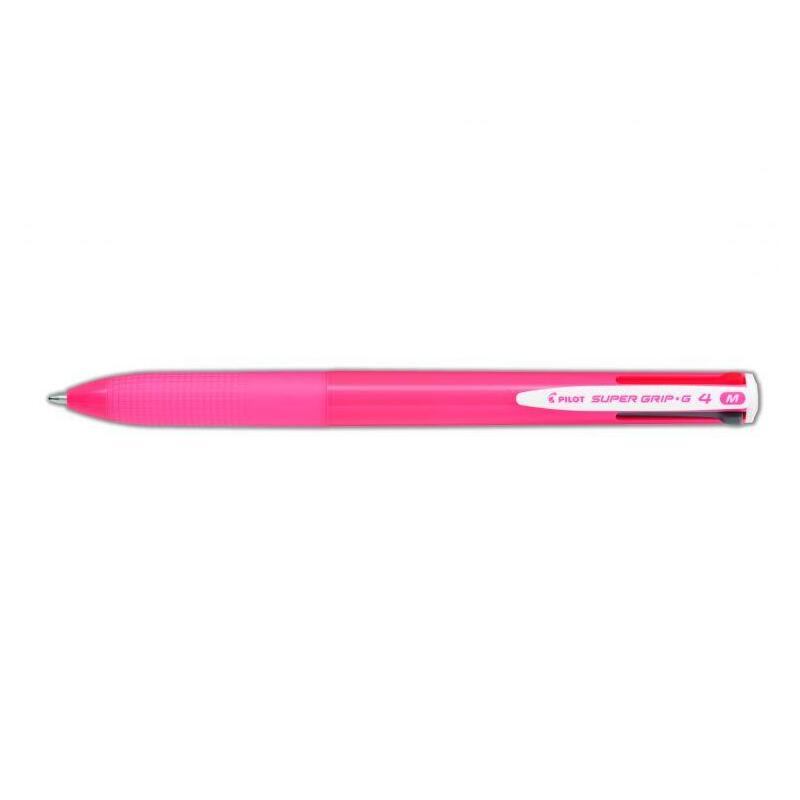pack-12-unidades-pilot-boligrafo-de-bola-retractil-super-grip-g4-4-colores-punta-10mm-trazo-027mm-cuerpo-rosa