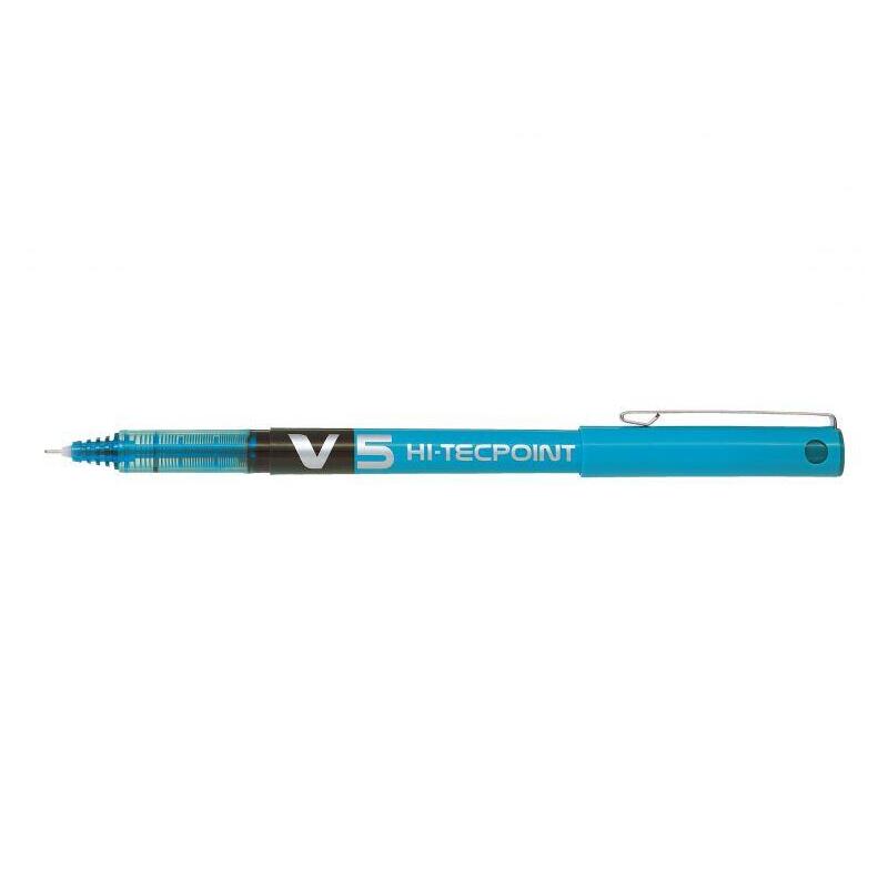 pack-12-unidades-pilot-boligrafo-de-tinta-liquida-v5-hi-tecpoint-rollerball-punta-fina-de-aguja-05mm-trazo-03mm-color-azul-claro