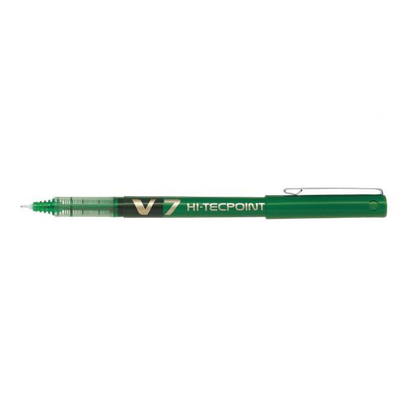 pack-12-unidades-pilot-boligrafo-de-tinta-liquida-v7-hi-tecpoint-rollerball-punta-fina-de-aguja-07mm-trazo-05mm-color-verde
