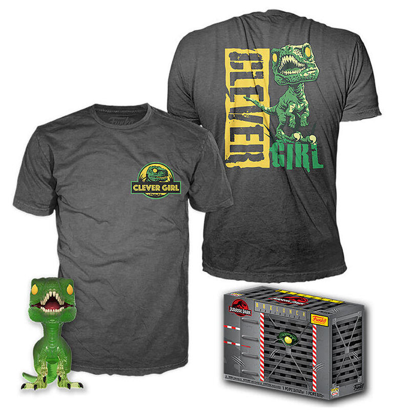 set-figura-pop-tee-jurassic-park-velociraptor-exclusive-talla-s