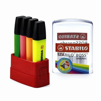 stabilo-boss-70-parade-pack-de-4-marcadores-fluorescentes-trazo-entre-2-y-5mm-recargable-tinta-con-base-de-agua-colores-surtidos