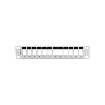 lanberg-patch-panel-blank-12-puertos-1u-con-organizador-para-modulos-keystone-gris