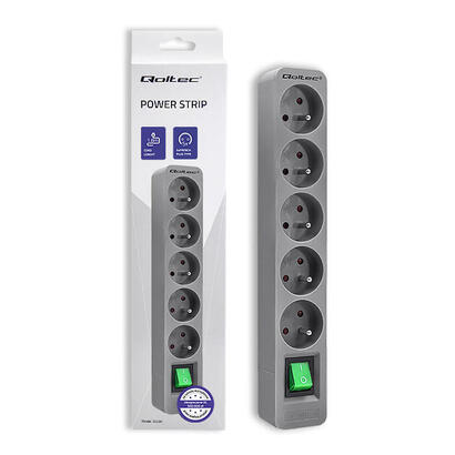 qoltec-50289-power-strip-5-sockets-18m-grey