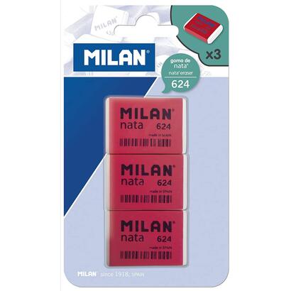 milan-nata-624-pack-de-3-gomas-de-borrar-rectangulares-plastico-suave-no-abrasiva-color-rojoblanco
