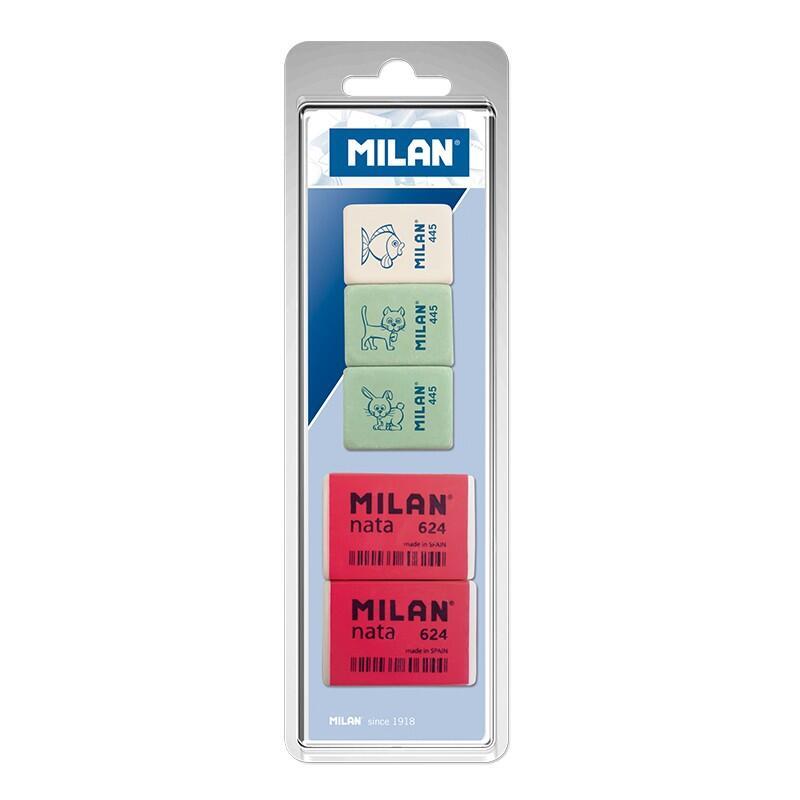 milan-pack-de-5-gomas-de-borrar-3xgomas-445-rectangulares-2xgomas-624-nata-rectangulares-plastico-colores-surtidos