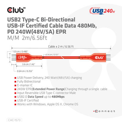 club3d-cable-usb-tipo-c-pd-240w-480mb-2m-mm-retail
