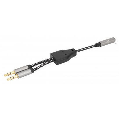 manhattan-356121-cable-de-audio-015-m-35mm-2-x-35mm-negro-plata