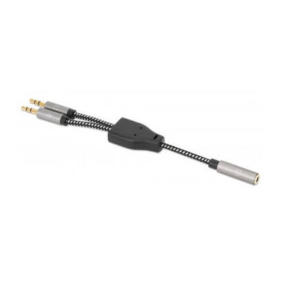 manhattan-356121-cable-de-audio-015-m-35mm-2-x-35mm-negro-plata