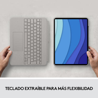 funda-teclado-espanol-logitech-combo-touch-sand-para-ipad-pro-129-5-gen