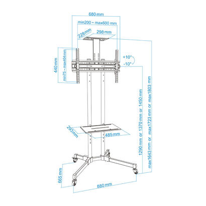 tooq-soporte-de-pantalla-de-suelo-con-ruedas-37-70-bloqueo-de-ruedas-dos-estantes-peso-max-50kg-vesa