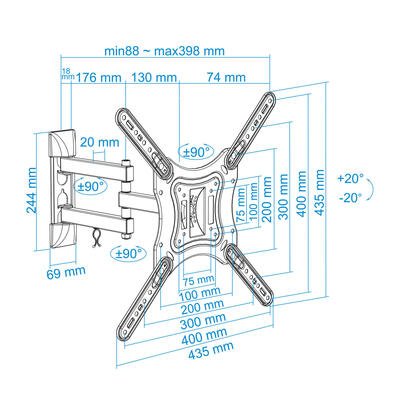 tooq-soporte-de-pared-con-brazo-articulado-para-tv-de-23-55-giratorio-e-inclinable-gestion-de-cables-peso-max