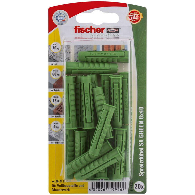 fischer-anclaje-de-expansion-sx-verde-8x40-k-524822-20-piezas