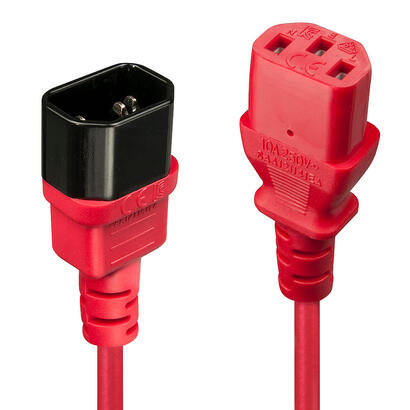 lindy-30477-cable-de-alimentacion-negro-rojo-1-m-c14-acoplador-c13-acoplador