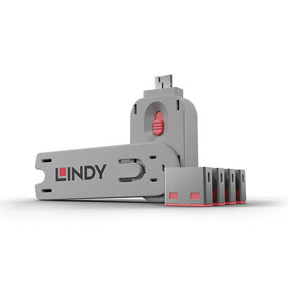 lindy-40450-bloqueador-de-puerto-clave-usb-tipo-a-rosa-5-piezas