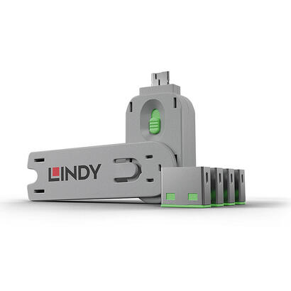 lindy-40451-bloqueador-de-puerto-clave-usb-tipo-a-verde-5-piezas