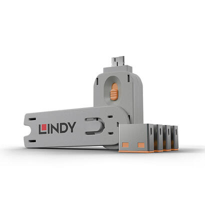 lindy-40453-bloqueador-de-puerto-clave-usb-tipo-a-naranja-5-piezas