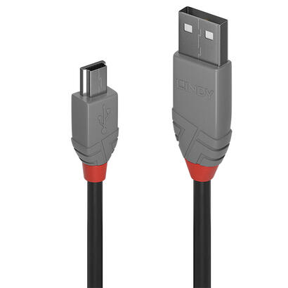 lindy-36721-cable-usb-05-m-usb-20-usb-a-mini-usb-b-negro-grisrs232-cable-9p-subd-mf-20m
