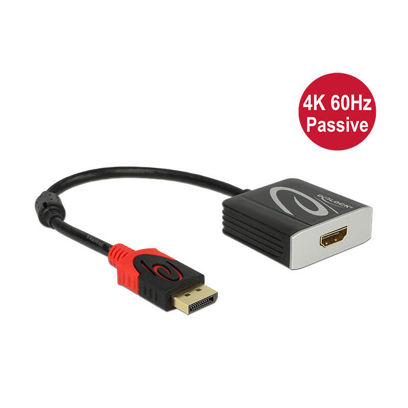 delock-adaptador-displayport-12-macho-hdmi-hembra-4k-60-hz-pasivo-negro