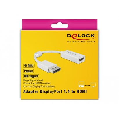 delock-displayport-14-adaptador-a-hdmi-4k-60-hz-con-hdr-funktion-passiv-blanco