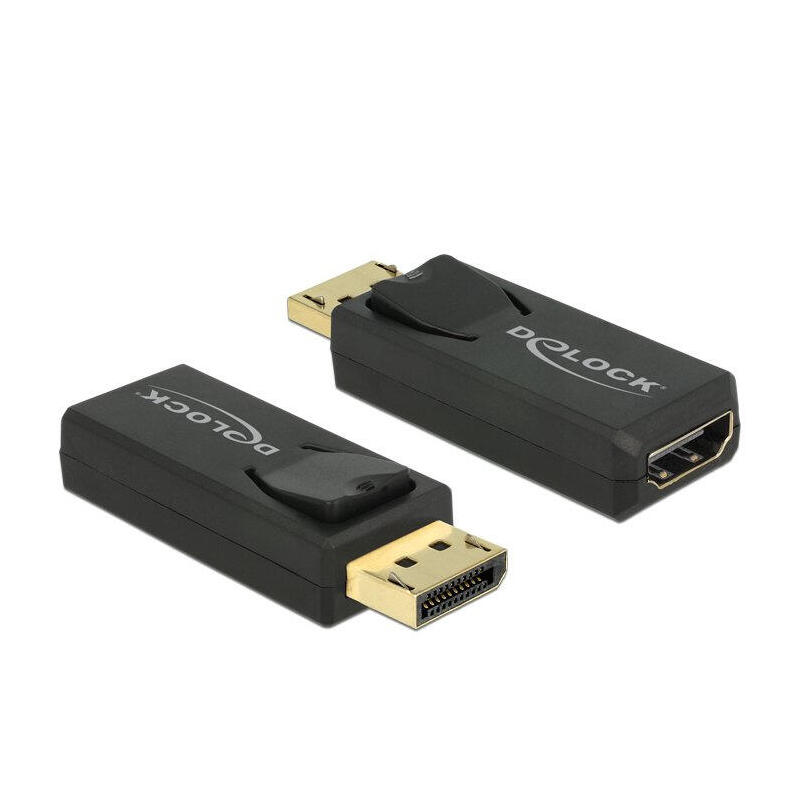 delock-adaptador-displayport-12-macho-hdmi-hembra-4k-pasivo-negro