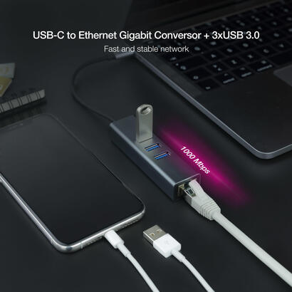 nanocable-adaptador-de-red-usb-c-a-ethernet-gigabit-101001000-mbps-3-puertos-usb-30