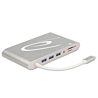 delock-dockingstation-usb-type-c-31-4k-hdmi-mini-displayport-vga-rj45-lan-lector-tarj-gris-plata