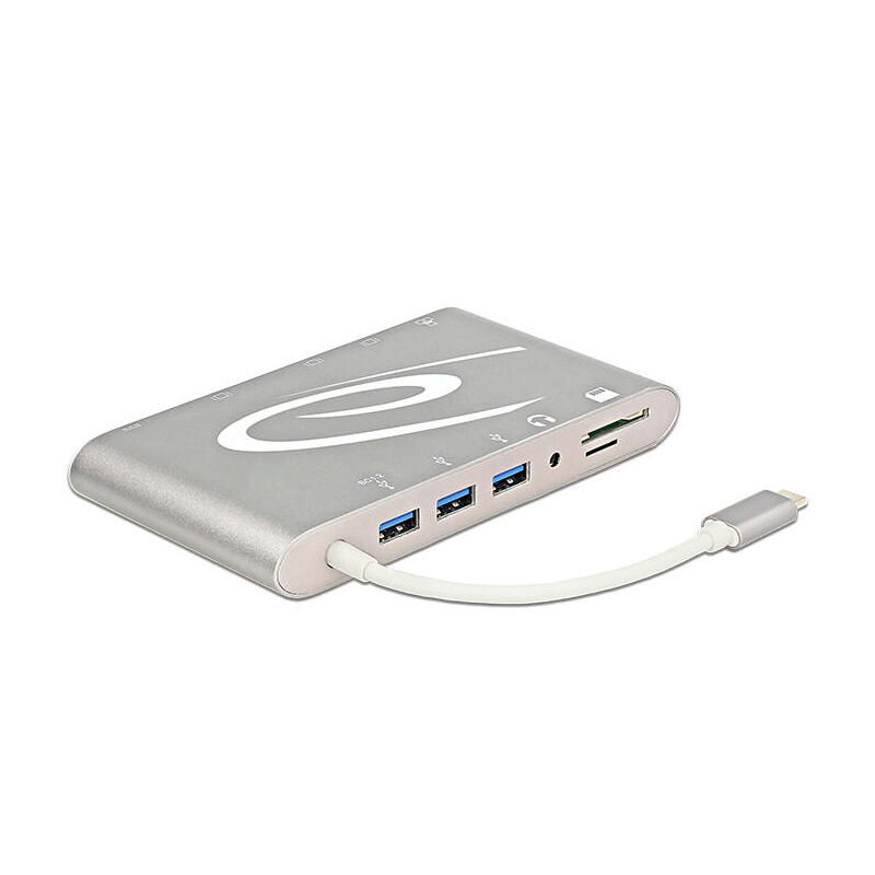delock-dockingstation-usb-type-c-31-4k-hdmi-mini-displayport-vga-rj45-lan-lector-tarj-gris-plata