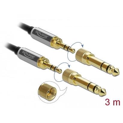 delock-cable-estereo-de-35-mm-3-pines-macho-a-macho-con-adaptador-de-tornillo-de-3-m