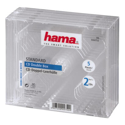 hama-cd-double-jewel-case-pack-5-2-discos-transparente