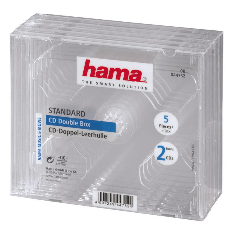 hama-cd-double-jewel-case-pack-5-2-discos-transparente