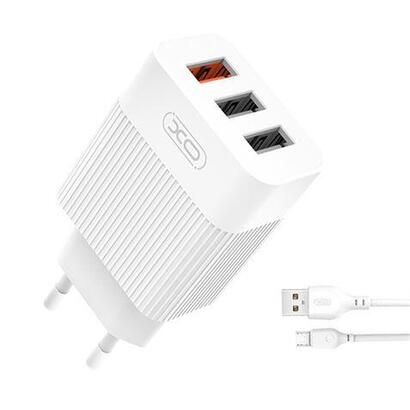 xo-l72-pack-cargador-de-corriente-1x-usb-a-18w-carga-rapida-30-2x-usb-a-cable-usb-a-a-microusb