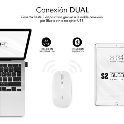 raton-inalambrico-por-bluetooth-subblim-dual-flat-bateria-recargable-hasta-1600-dpi-blanco