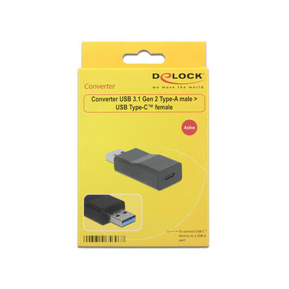 delock-convertidor-usb-31-gen-2-typ-a-macho-usb-tipo-c-hembra-activo-negro
