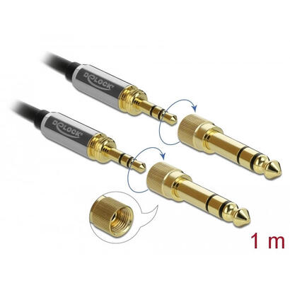 delock-cable-estereo-de-35-mm-3-pines-macho-a-macho-con-adaptador-de-tornillo-de-1-m