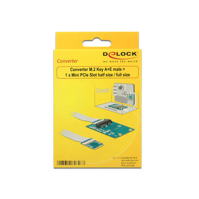 delock-convertidor-m2-clave-ae-macho-1-x-ranura-mini-pcie-de-tamano-medio-y-tamano-completo-con-cable-flexible