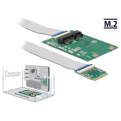 delock-convertidor-m2-clave-ae-macho-1-x-ranura-mini-pcie-de-tamano-medio-y-tamano-completo-con-cable-flexible