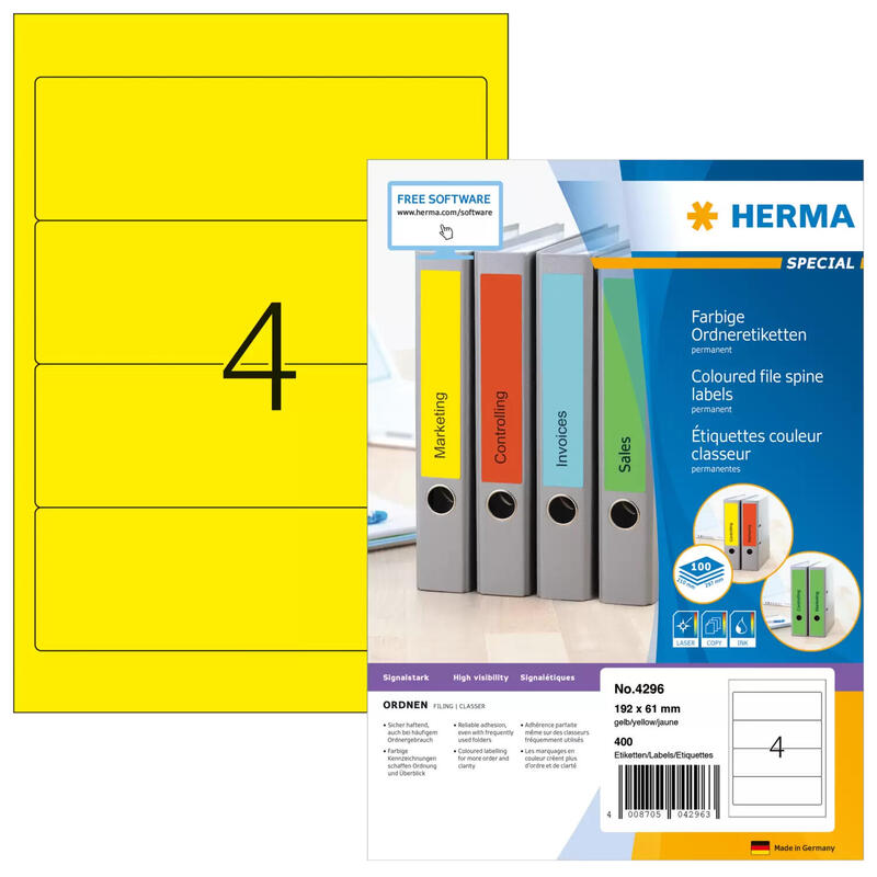 herma-carpeta-etiquetas-a4-amarillo-192x61-mm-papel-opaco-400-uds herma-carpeta-etiquetas-a4-amarillo-192x61-mm-papel-opaco-400-uds