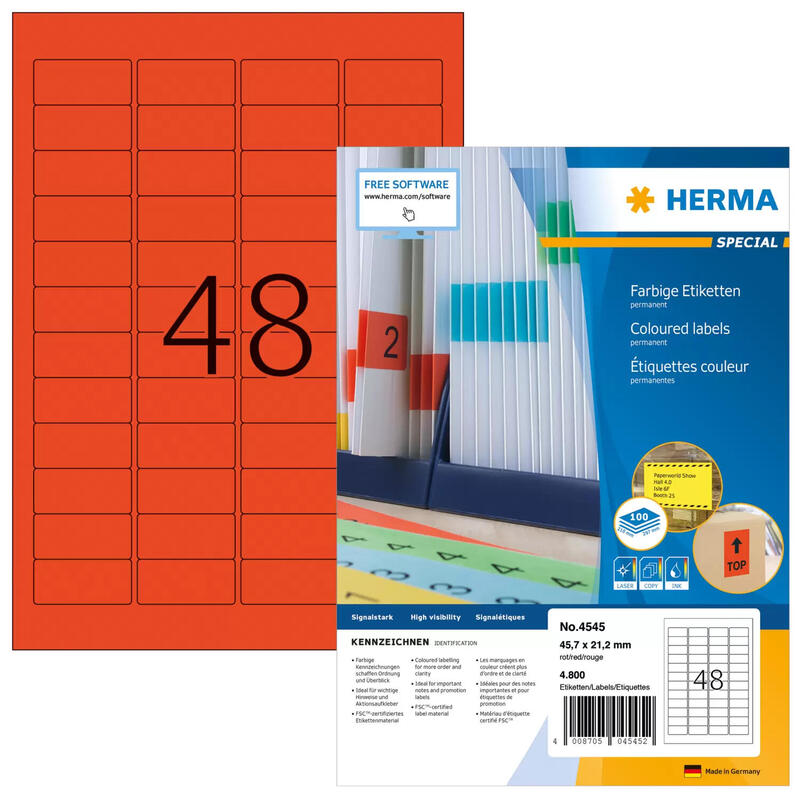 etiquetas-herma-a4-rojo-457x212mm-papel-mate-4800-uds