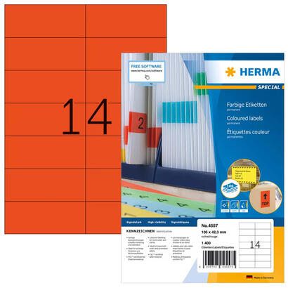 etiquetas-herma-a4-rojo-105x423mm-papel-mate-1400-uds